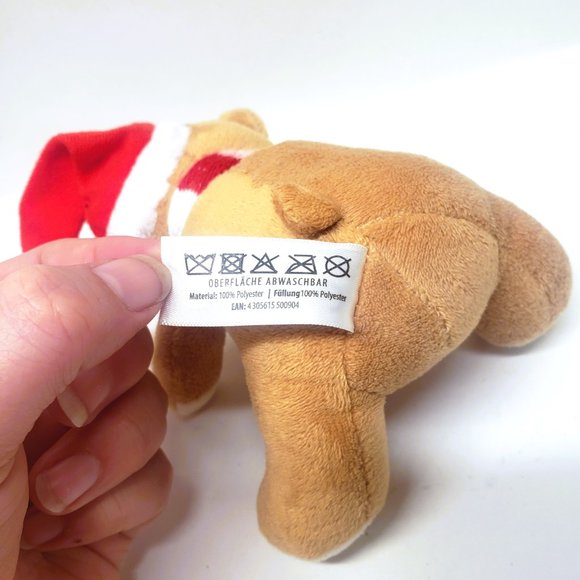 Ideen Welt German Plush Teddy Bear Santa Hat Christmas Stuffed Animal 5" - Picture 6 of 6